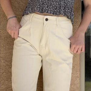 Shein Ivory White Slant Pocket Denim Pants Size XS